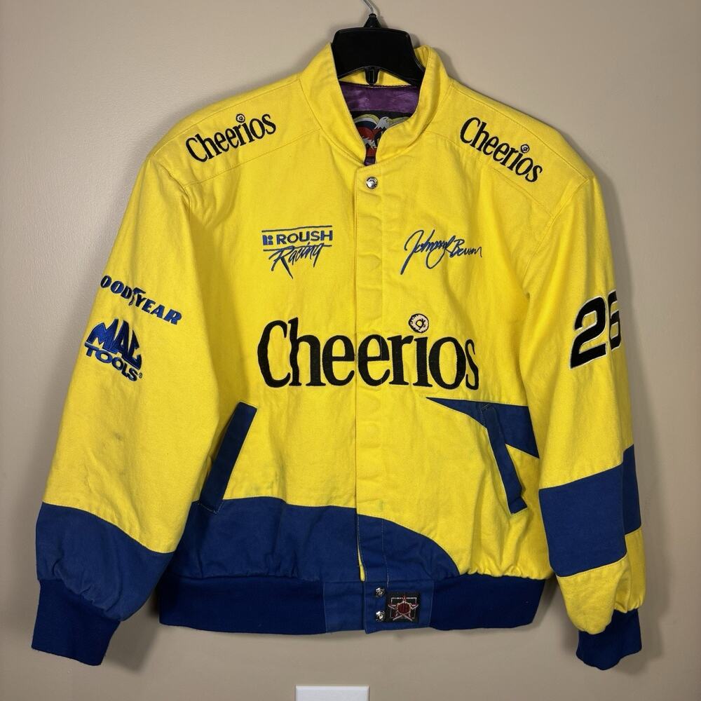 Vintage Jeff Hamilton Cheerios Nascar Jacket Mens Large 90s JH Design Racing